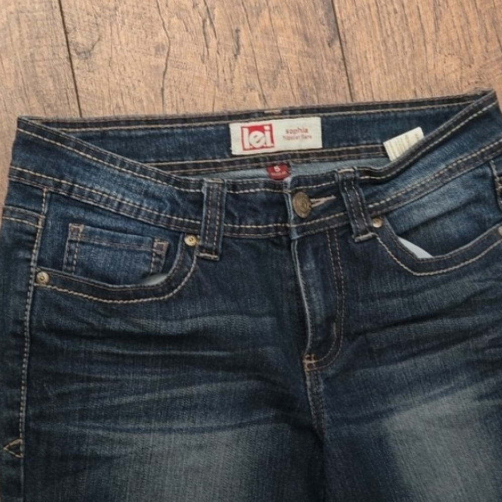 Lei Blue Denim Jeans Mid Rise Size 5 - Picture 2 of 5